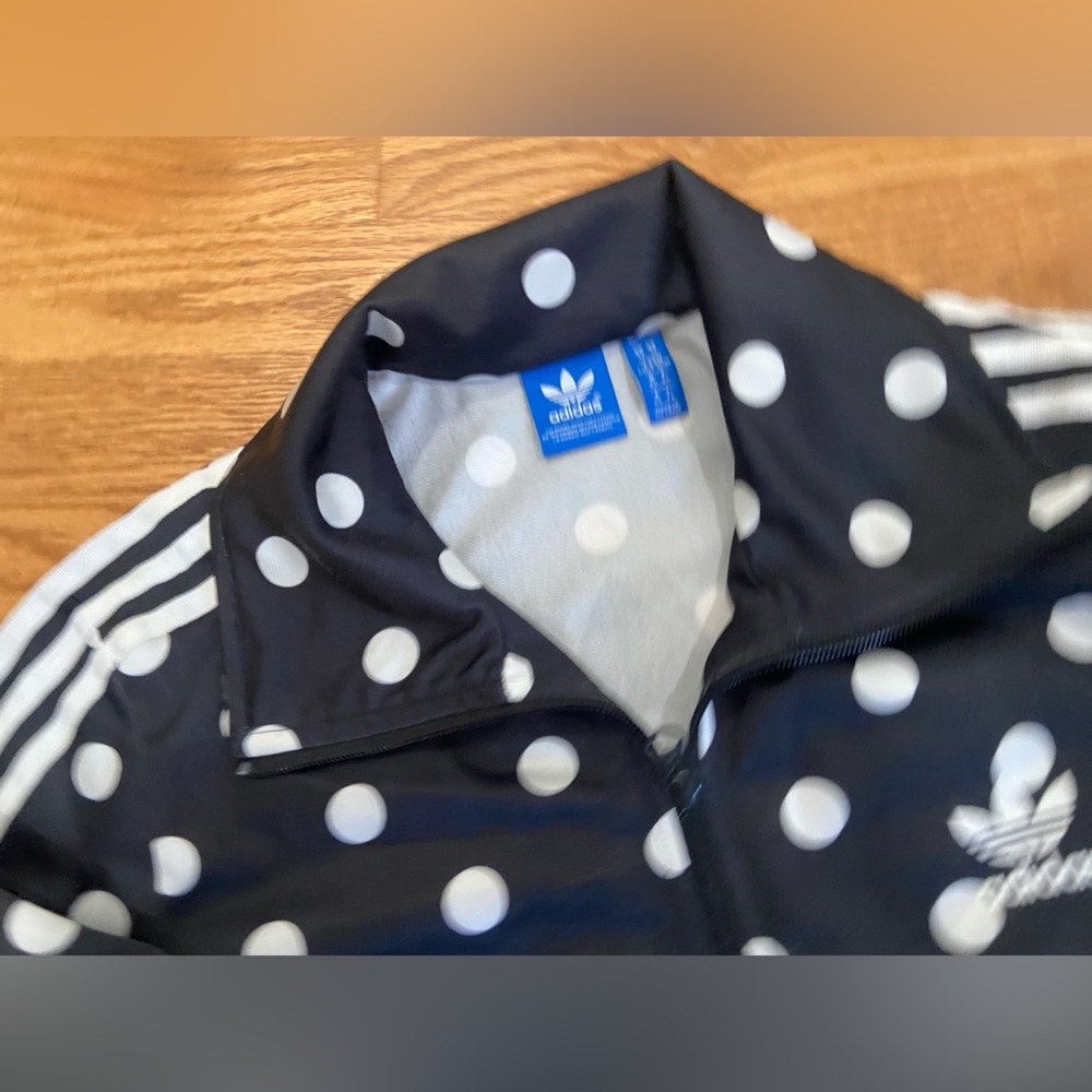 Vintage 2015 adidas firebird Black & White Polka Dot track jacket - Picture 8 of 12